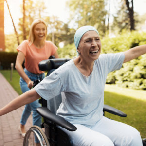 two women smiling